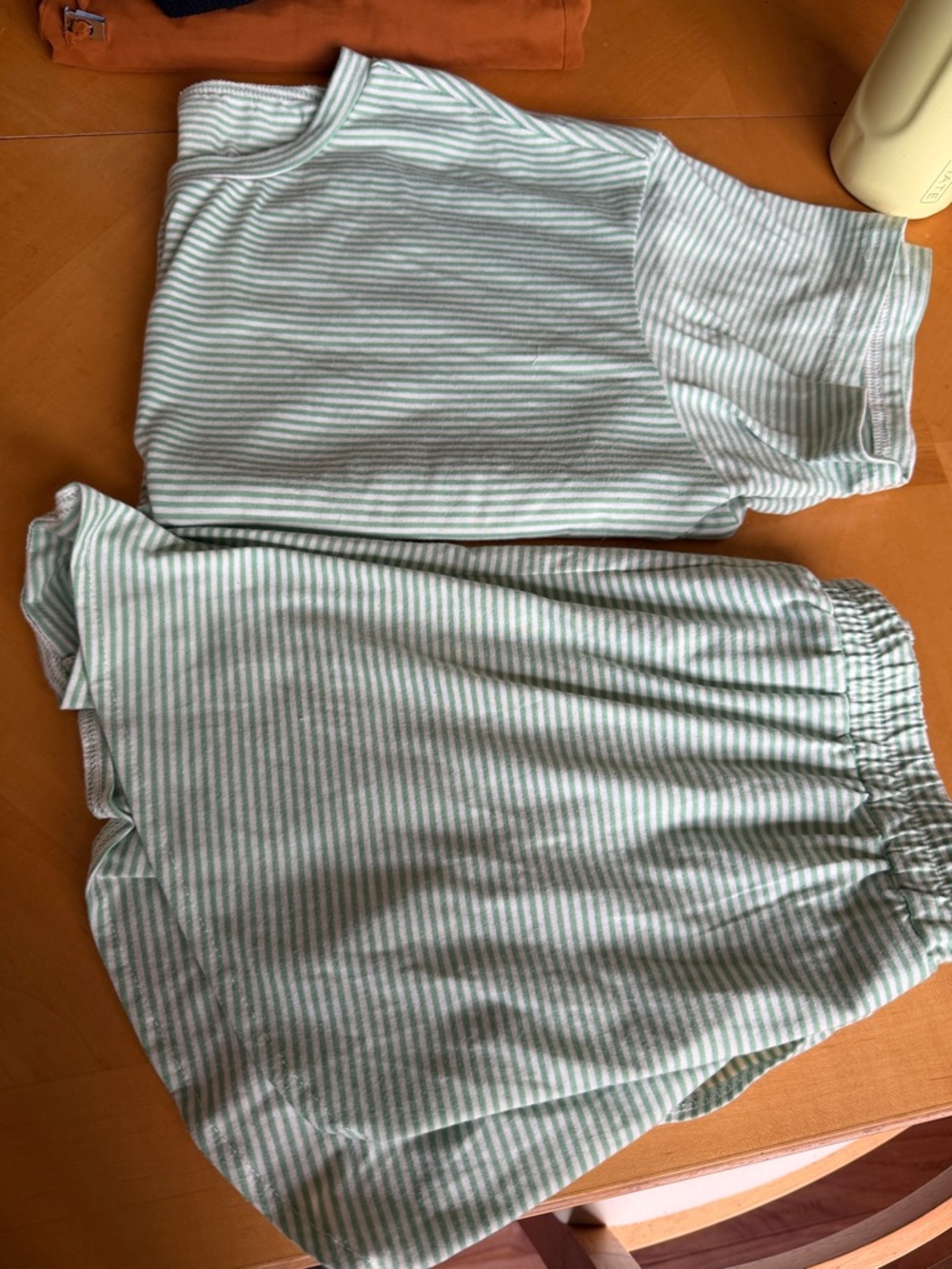 Striped Mint Green Lounge Set - Top & Shorts - Picture 4 of 6